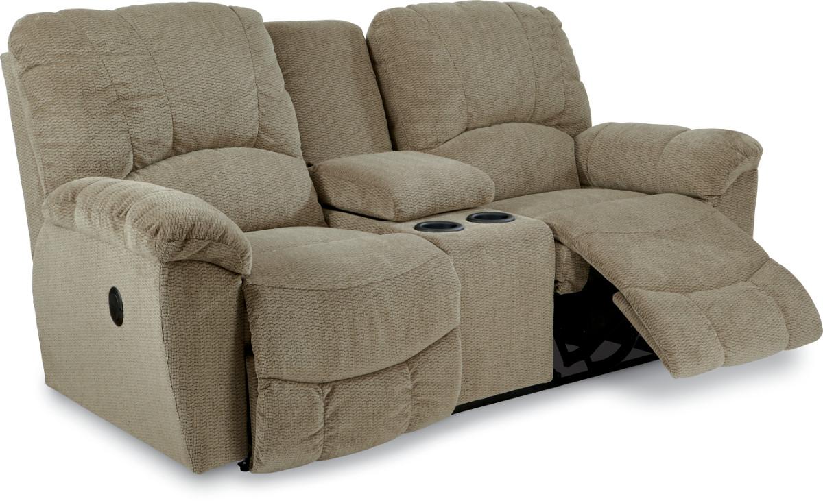 Power reclining loveseat with console and usb store port